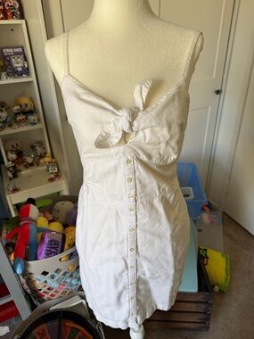 Abercrombie White Tie-Front Button Mini Dress